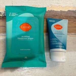 Lume acidified wipes and mini tube whole body deodorant new